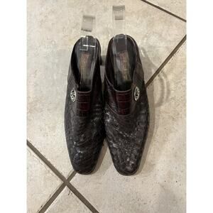 Brighton Tryst Women's Brown Leather Slip-On Woven Slide Heel Mules Size US 7.5